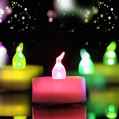 Homemory 24 velas de té LED que cambian de color, sin llama, con colores arcoíris, funciona con pilas, velas falsas de colores para bodas, fiestas y Navidad, sin luz parpadeante