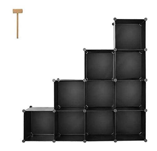 Homfa Estantería Librería Armario Modular Organizador para Libros Ropas Zapatos de 10 Cubos Negro