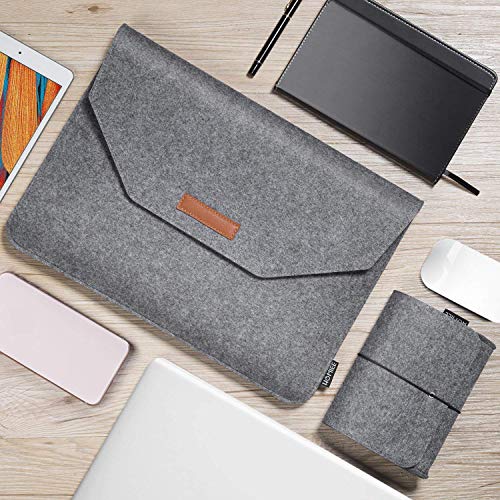 HOMIEE Funda Protectora de Fieltro para portátiles de 13-13.3 Pulgadas MacBook Pro Retina, MacBook Air, iPad Pro, DELL/Lenovo/HP/Chormebook Ultra Slim Notebook, Gris Claro