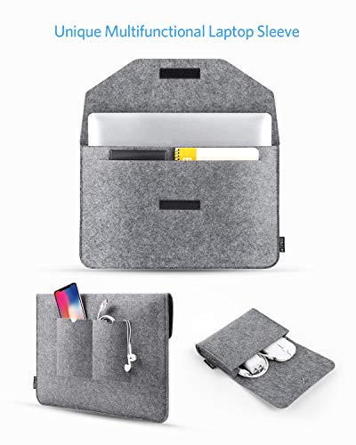 HOMIEE Funda Protectora de Fieltro para portátiles de 13-13.3 Pulgadas MacBook Pro Retina, MacBook Air, iPad Pro, DELL/Lenovo/HP/Chormebook Ultra Slim Notebook, Gris Claro