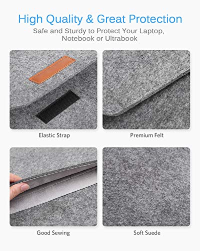 HOMIEE Funda Protectora de Fieltro para portátiles de 13-13.3 Pulgadas MacBook Pro Retina, MacBook Air, iPad Pro, DELL/Lenovo/HP/Chormebook Ultra Slim Notebook, Gris Claro