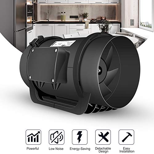 Hon&Guan Extractor de Aire Silencioso 160mm con Controlador de Velocidad Variable - Motor EC 110V-240V Ventilador Axial en Línea para Baño, Oficina, Hidroponia