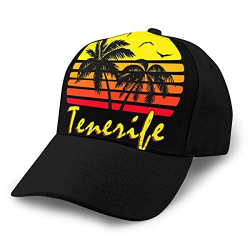 HONGYANW Gorra de béisbol Tenerife Vintage Sun Dad Sombrero Ajustable Transpirable para Hombres Mujeres Negro