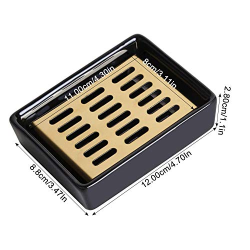 HONZUEN Jabonera, Jabonera de Cerámica de Jabón de Acero Inoxidable SUS 304 para Jabón Esponjas, Duradera Soap Dish Tray Box para La Cocina Ducha de Baño Fregadero, Fácil Limpieza