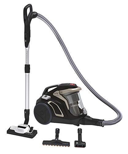 Hoover H-POWER HP720PET - Aspirador sin bolsa, Ciclónico, Cepillo pelo de mascota, parquet, suelos duros y alfombras, Filtro Hepa, 68dBA, 850W, Depósito One Touch 2L, Cable 9m, Plástico, Dorado