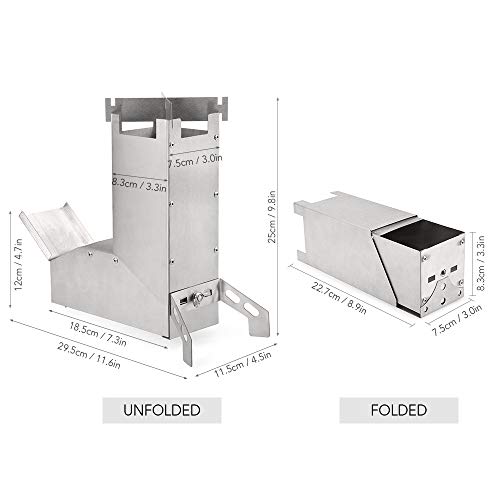 Hornillo Portátil Plegable, Exterior Plegable de Leña de Acero Inoxidable ,kit horno de leña, Campamento para Mochileros Tienda picnic Estufa BBQ, Calefacción de Supervivencia al aire libre