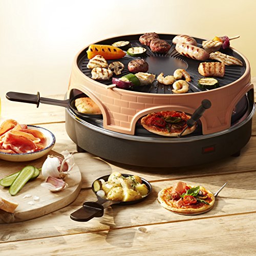 Horno de pizza Emerio, PIZZARETTE el original, 3 en 1 pizza raclette grill, diseño patentado, para mini pizza, verdadera diversión familiar para 6 personas, PO-113255.4