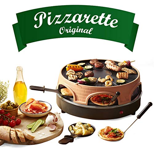 Horno de pizza Emerio, PIZZARETTE el original, 3 en 1 pizza raclette grill, diseño patentado, para mini pizza, verdadera diversión familiar para 6 personas, PO-113255.4