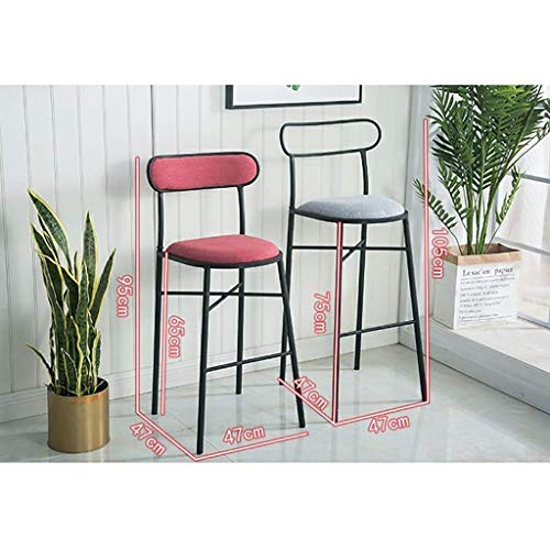 HOUSEHOLD TMS Silla de la Barra de heces de Alta Ocio Belleza recepción Resistencia a la presión Fuerte Respaldo cómodo Jinjia Creativas Leña cafés Bar de Hierro Fino Tela Taburete de Bar