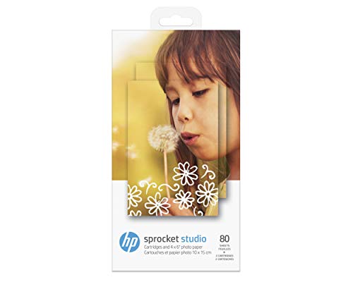 HP Sprocket Studio Ink and - Papel para fotos y cartuchos (80 hojas)