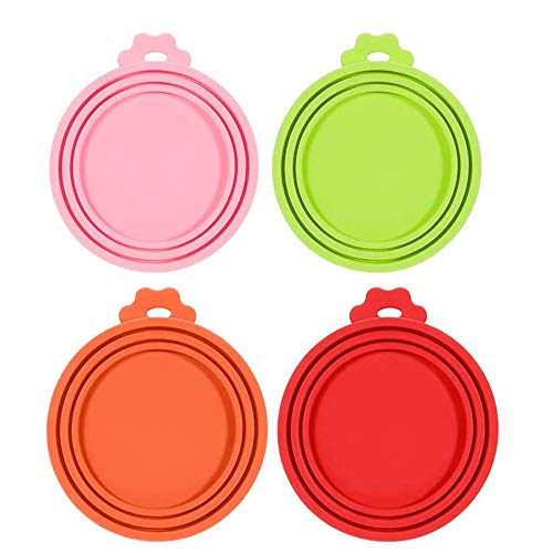 Hpamba Tapas de Silicona Reutilizables para Gato Tapa para Latas para Perros y Gatos Tapa de Silicona para Mascotas de Grado Alimenticio Tapa Universal para Latas Comida Mascotas con Tapa 4 Piezas