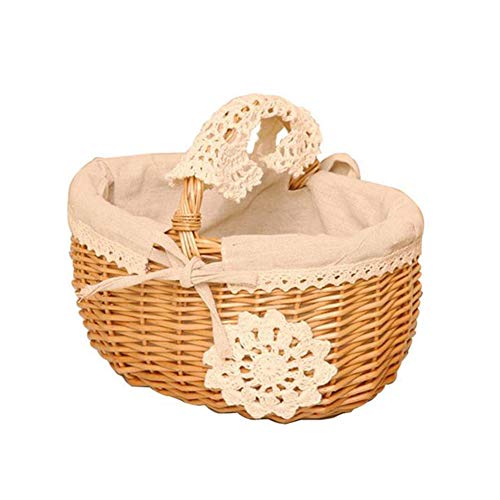 HQBL Cesta Almacenamiento Juguetes para Niños Picnic Tejida Willow con Forrado,Contenedor Compras con Asas-para Picnics,Fiestas Y Barbacoas,Uso en Campamentos Vacaciones Decoración Boda en Casa