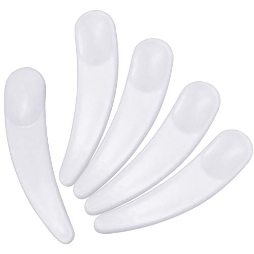 HQdeal 100 PCS Espátula Cosmética Espátula de Maquillaje de Plástico Mini Desechable Curvo Espátula Cuchara para Máscara Crema Facial, Blanca 56 mm * 13 MM