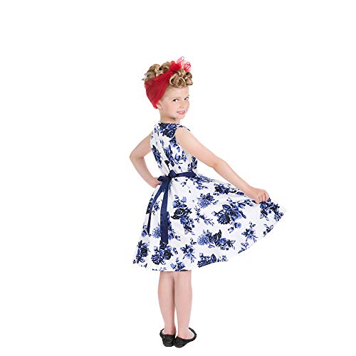 H&R Vestido Infantil Elegante con Estampado Floral Rosacae - Azul 10 años
