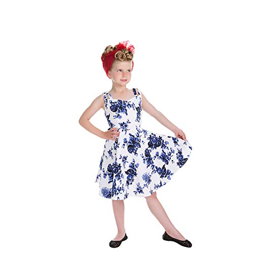 H&R Vestido Infantil Elegante con Estampado Floral Rosacae - Azul 10 años