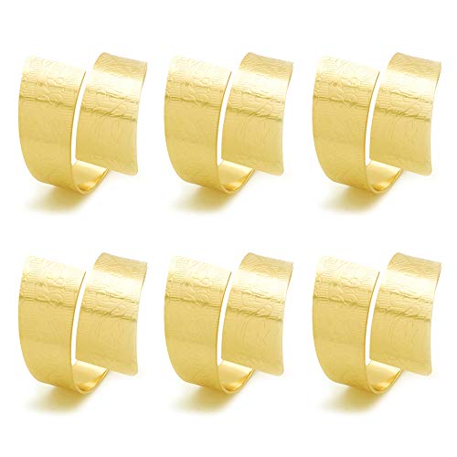 H&RB-ring Anillo de servilleta de la Boda del Partido Holiday Hotel, 6pcs Irregular imprimió el portatarjetas Figura servilleta Hebillas servilleteros de Oro