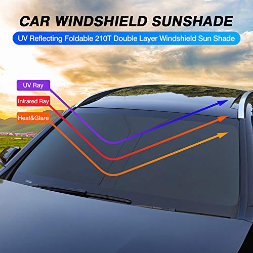 Huadi X-Trail Parasol para parabrisas de coche, parasol para ventana delantera, bloqueos de rayos UV, protector de sol especial personalizado para X-Trail 2014-2017 2018 2019 2020 (negro)