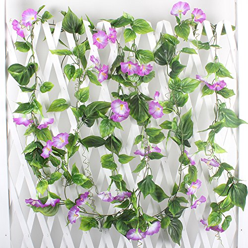 HUAESIN Planta Enredadera Artificial Flores Guirnalda 2pcs Petunias Colgantes Plantas Plastico Yedra Artificial Decoracion para Exterior Interior Habitacion Pared Arco Boda Fiesta Escaparate Púrpura