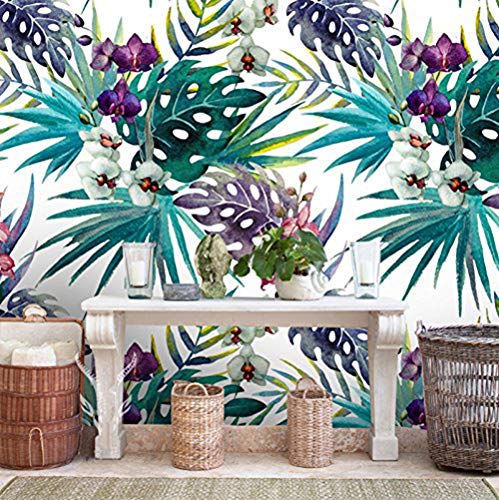 HUANG YA HUI Papel pintado Papel Tapiz De Estilo Tropical De Fondo Las Plantas De Impresión Mural Restaurante Flor Papel Tapiz