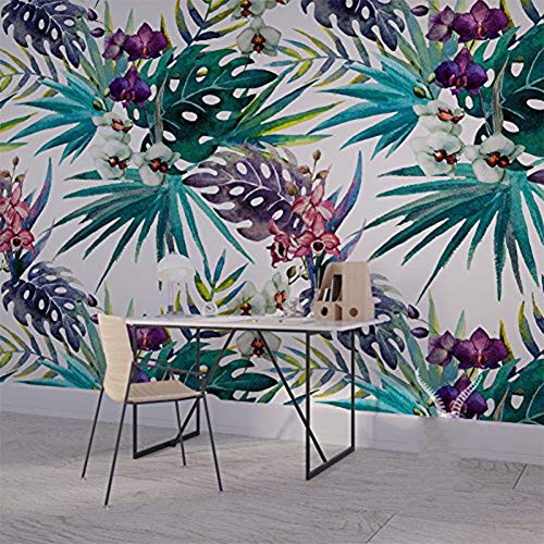 HUANG YA HUI Papel pintado Papel Tapiz De Estilo Tropical De Fondo Las Plantas De Impresión Mural Restaurante Flor Papel Tapiz