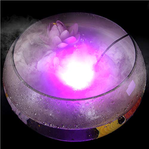 Huatuo que Cambia de Color 12 Luces LED Mist Maker Fuente de Agua Estanque Fogger Humidificador de Aire Atomizador con Adaptador de alimentación de CA (Blanco)