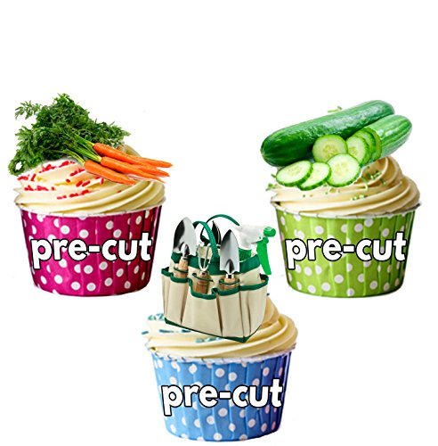 Huertos Party Pack, decoraciones de tartas – 36 – Comestible stand-up Cupcakes