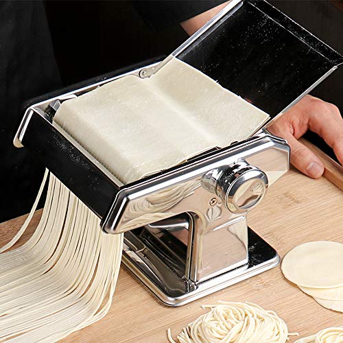 HUIHUAN Máquina de Pasta casera Resistente, máquina de Pasta pequeña Manual, Cuchillo Doble con Placa de Soporte, Utilizada para lasaña Fresca de macarrones con Fideos Finos