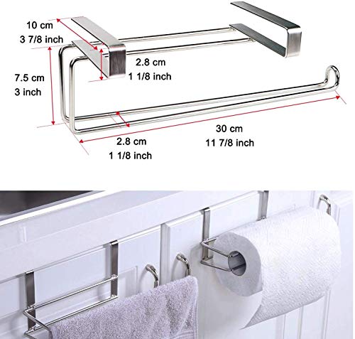 HULISEN Soporte para Rollo de Cocina, Sobre el Armario Toallero Acero Inoxidable, Estante Inferior para Papel Higiénico, Style 2