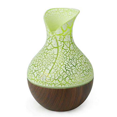 Humidificador eléctrico Difusor de Aceite de Aroma Humidificador ultrasónico de Grano de Madera Humidificador de Aire USB Mist Maker 7 Luz led de Color para Oficina en casa Grano de Madera Profunda