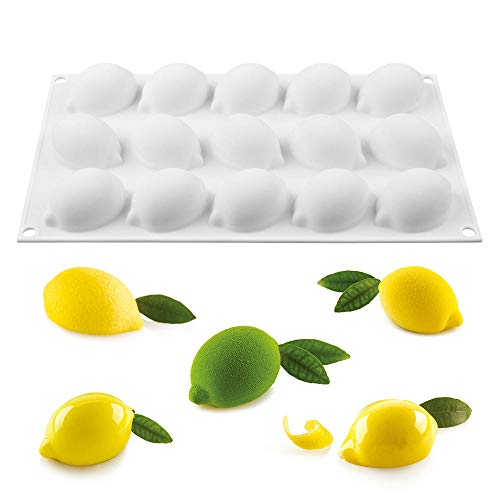 huowu 15 Forma de la cavidad de limón Silicona moldes de la Torta Que adorna Las Herramientas del Molde for Hornear Francesa Postre de Mousse de hornada de la Torta Utensilios (Color : White)