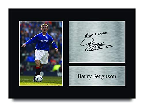 HWC Trading A4 Barry Ferguson Rangers Gifts - Imagen de autógrafo firmada para fans y seguidores, tamaño A4