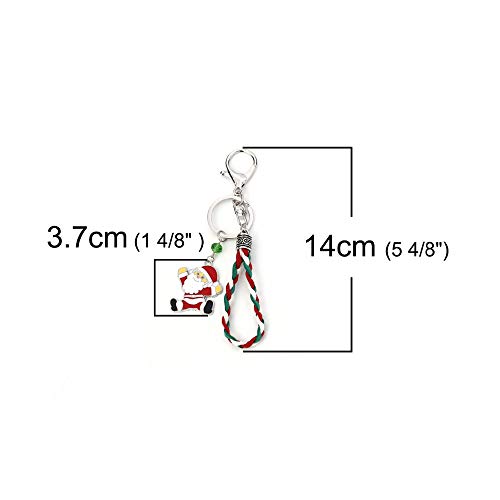 HXYKLM Llavero de poliéster de Navidad Llaveros clásicos de Esmalte Blanco y Rojo de Plata Joyas 14 cm (5 4/8") x 3 cm (1 1/8"), 1 Pieza