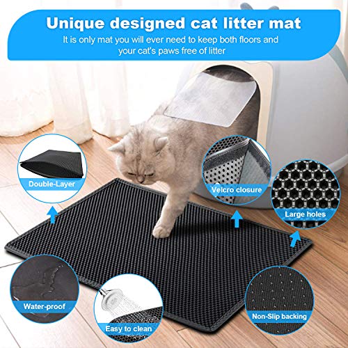 HyAdierTech Cat Litter Pad, Alfombra para Gatos, Estera Arena Gatos Doble Capa Impermeable Alta Elástico EVA Adecuado para Arenero Gatos Autolimpiable Arenero Gatos Cubierto, Fácil de Limpiar