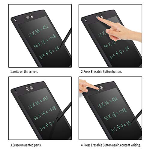 HYDuo 8.5" LCD Tableta niños Lápiz con Borrador Papel Digital para Escribir Notas de Escritura con función de Bloqueo de Pantalla para Escuela, Oficina, Cocina (Negro)