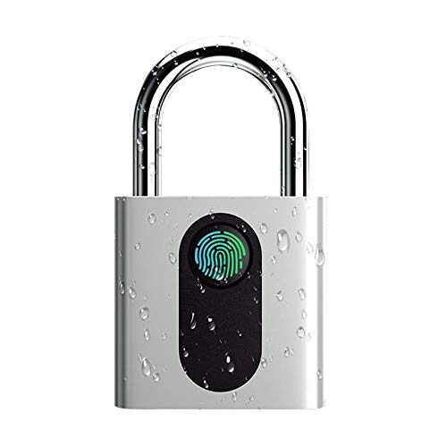 HYISHION Huella Digital - Inteligente sin Llave biométrica Lock for Gimnasia, Taquilla, Puerta al Aire Libre, Mochila, Maleta del Equipaje, Bicicletas, Oficina, Impermeable, Carga por USB SKYJIE