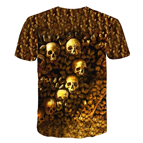 HZ-yifu Camisas Unisex de Ocio de Moda de La Manga Corta - Patrón 3D Creativo Impreso Bone Wall de Personalidad Fría Camisetas Cómodas (Color : Multi-Colored, Size : XXL)