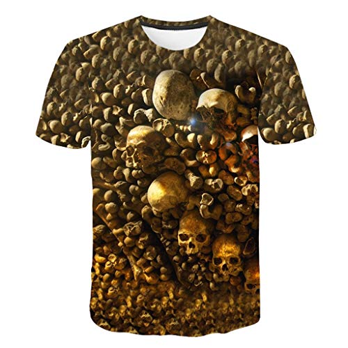 HZ-yifu Camisas Unisex de Ocio de Moda de La Manga Corta - Patrón 3D Creativo Impreso Bone Wall de Personalidad Fría Camisetas Cómodas (Color : Multi-Colored, Size : XXL)