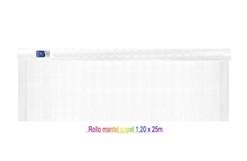 I LIKE® Rollo Mantel Papel DAMASCADO 1,20 x 25 MTS. Blanco