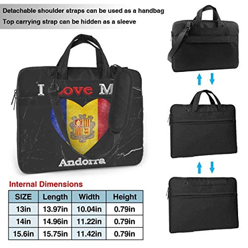 I Love My Andorra Heart Flag Laptop Bag Un Hombro Bolsa para computadora portátil a Prueba de Golpes