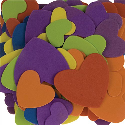 i-mondi® Corazones de goma EVA en 3 tamaños para manualidades colores surtidos 120 piezas autoadhesivas