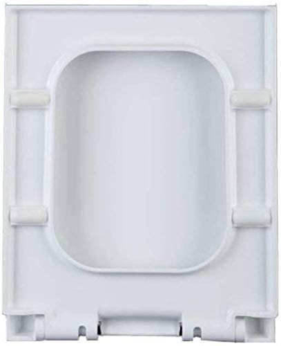 IAIZI - Asiento de inodoro escuadra Universal del Inodoro con Cierre Lento antibacteriana montada sobre Easy Clean extraíble INOX bisagra de la Tapa del Inodoro for Uso Familiar, White-40~46.5 * 36cm