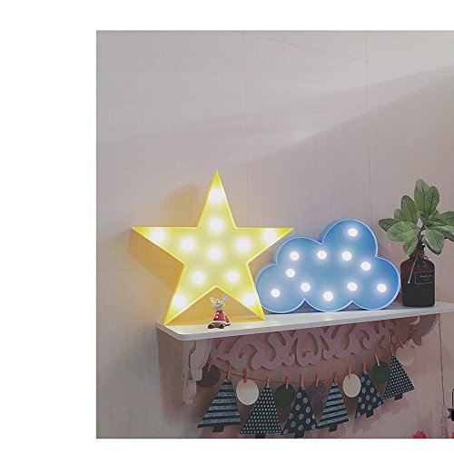 icase4u preciosa lámpara decorativa de mesa de luz LED Iluminación infantil nocturna para habitación de los niños o chicas con forma de cactus/nubes /piña /flamencos/árbol de Navidad /corazón/árbol de coco/I LOVE YOU (nube azul)