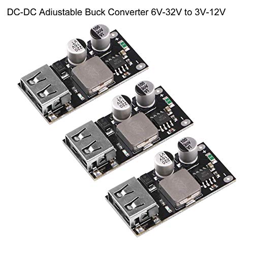 ICQUANZX 3pcs DC-DC Buck Converter 6V-32V (12 24V) Módulo Power Buck a QC3.0 Convertidor de Fuente de alimentación USB de Carga rápida con Carga rápida para IP-Hone Hua-wei FCP