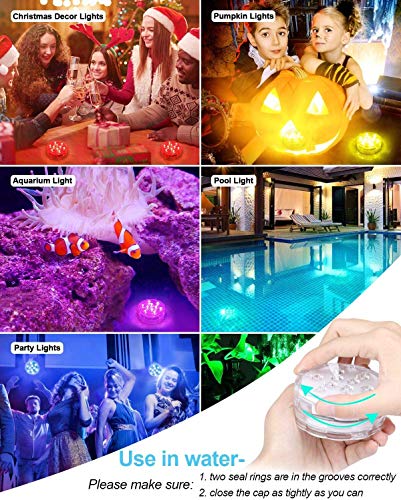 Idealife Luz Sumergible Luz Recargable USB, Luces Led Pilas Luz Acuario Luz Piscina Luz Pecera con Temporizador Imán Ventosas Luz Ambiente Luces Nocturnas Luces Decorativas para Spa Fiesta Navidad