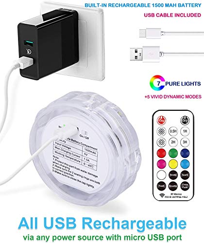 Idealife Luz Sumergible Luz Recargable USB, Luces Led Pilas Luz Acuario Luz Piscina Luz Pecera con Temporizador Imán Ventosas Luz Ambiente Luces Nocturnas Luces Decorativas para Spa Fiesta Navidad