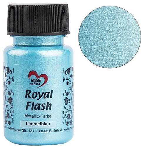 Ideen mit Herz pintura acrílica metalizada"Royal Flash" | con las partículas de brillo más finas | metálica | 50 ml (azul cielo)