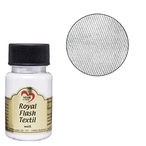 Ideen mit Herz pintura textil metalizada"Royal Flash" | Color Metálico de Alto Brillo | Adecuado para tejidos y telas Claros y Oscuros | Camisetas, Bolsos, Ropa | 50 ml (blanco)