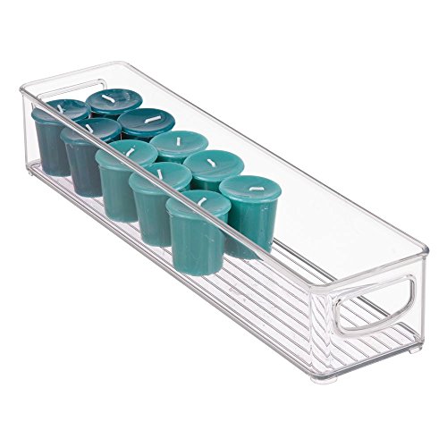 iDesign Cabinet/Kitchen Binz Caja organizadora, pequeño organizador de cocina de plástico, cajón para frigorífico alargado, transparente