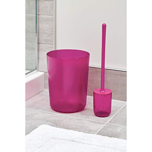 iDesign Cubo de basura, papelera pequeña y redonda de plástico resistente con diseño moderno, versátil bote de basura para baño, despacho, cocina y otras salas, rosa