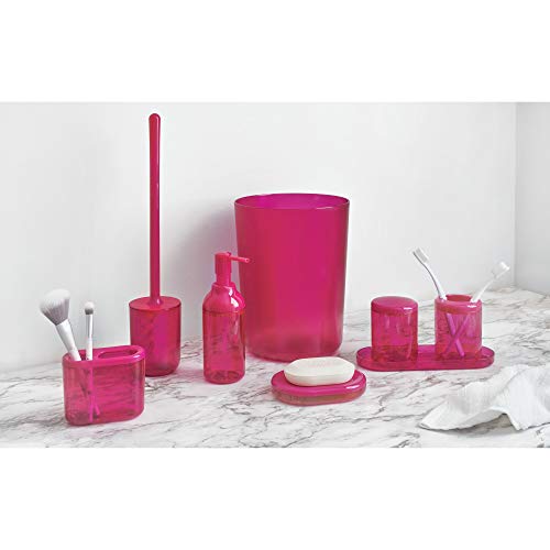 iDesign Cubo de basura, papelera pequeña y redonda de plástico resistente con diseño moderno, versátil bote de basura para baño, despacho, cocina y otras salas, rosa